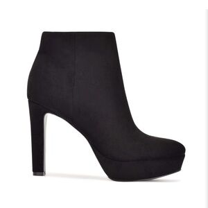 Nine West Glowup Black Suede Platform Bootie